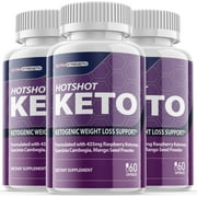 Hotshot Keto - Dietary Supplement for Weight Loss - Energy & Focus Boosting Supplements for Weight Management & Metabolism - Advanced Fat Burn Raspberry Ketones Pills - 180 Capsules (3 Pack)
