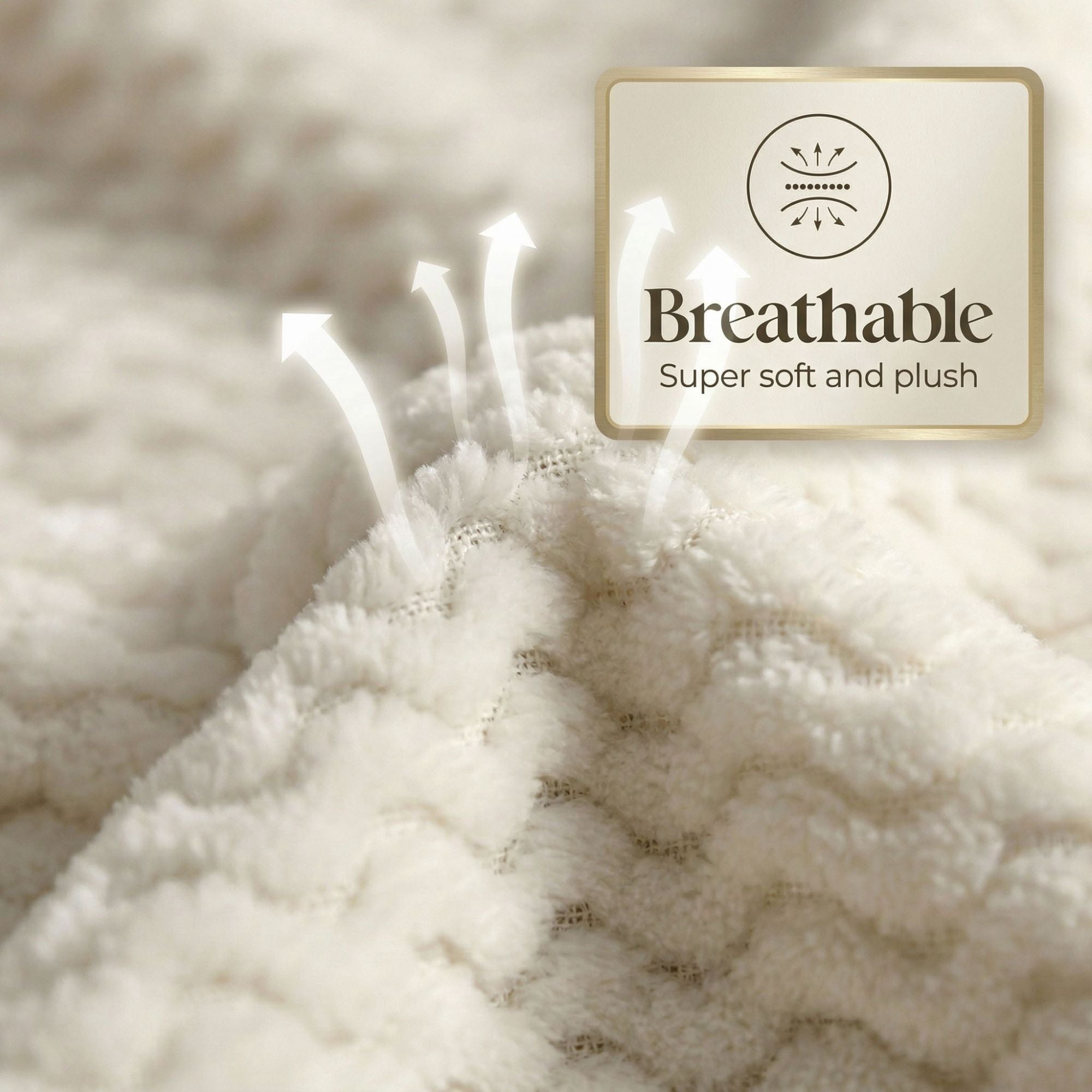 Superior Lily Pebbled Fluffy Fleece Blanket, King Size, Ivory