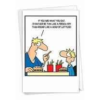 NobleWorks Funny Father's Day Greeting Card with 5 x 7 Inch Envelope (1 Card) Dad Thin Like French Fry 0357