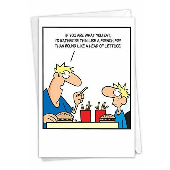 NobleWorks Funny Father's Day Greeting Card with 5 x 7 Inch Envelope (1 Card) Dad Thin Like French Fry 0357