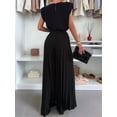 thumbnail image 5 of Lounge Sets for Women Two Piece Outfits Knit Cap Sleeve Tops Wide Leg Pleated Pants Black XXXL, 5 of 7