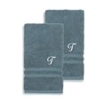 thumbnail image 5 of Authentic Hotel and Spa  Omni Turkish Cotton Terry Set of 2 Medium Blue Hand Towels with White Script Monogrammed Initial Q, 5 of 5