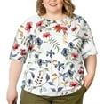 thumbnail image 2 of CLOOCL Plus Size Blouse Simple Floral Printing T-Shirt Summer Women Clothing, 2 of 6