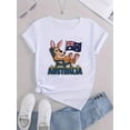 thumbnail image 4 of Comfortable Polyester Women's Casual Short Sleeve T-Shirt, Australian Flag Kangaroo Graphic, Round Neck, Fashionable Summer Top, Leisure Sportswear Tee For Adult, Men, Women, Teen, Teenager, Adolesce, 4 of 7
