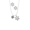 thumbnail image 2 of Delight Jewelry Black Nickeltone Clear AB Crystal Heart Silver tone Snowflake Charm Necklace and Stud Earrings, 2 of 4