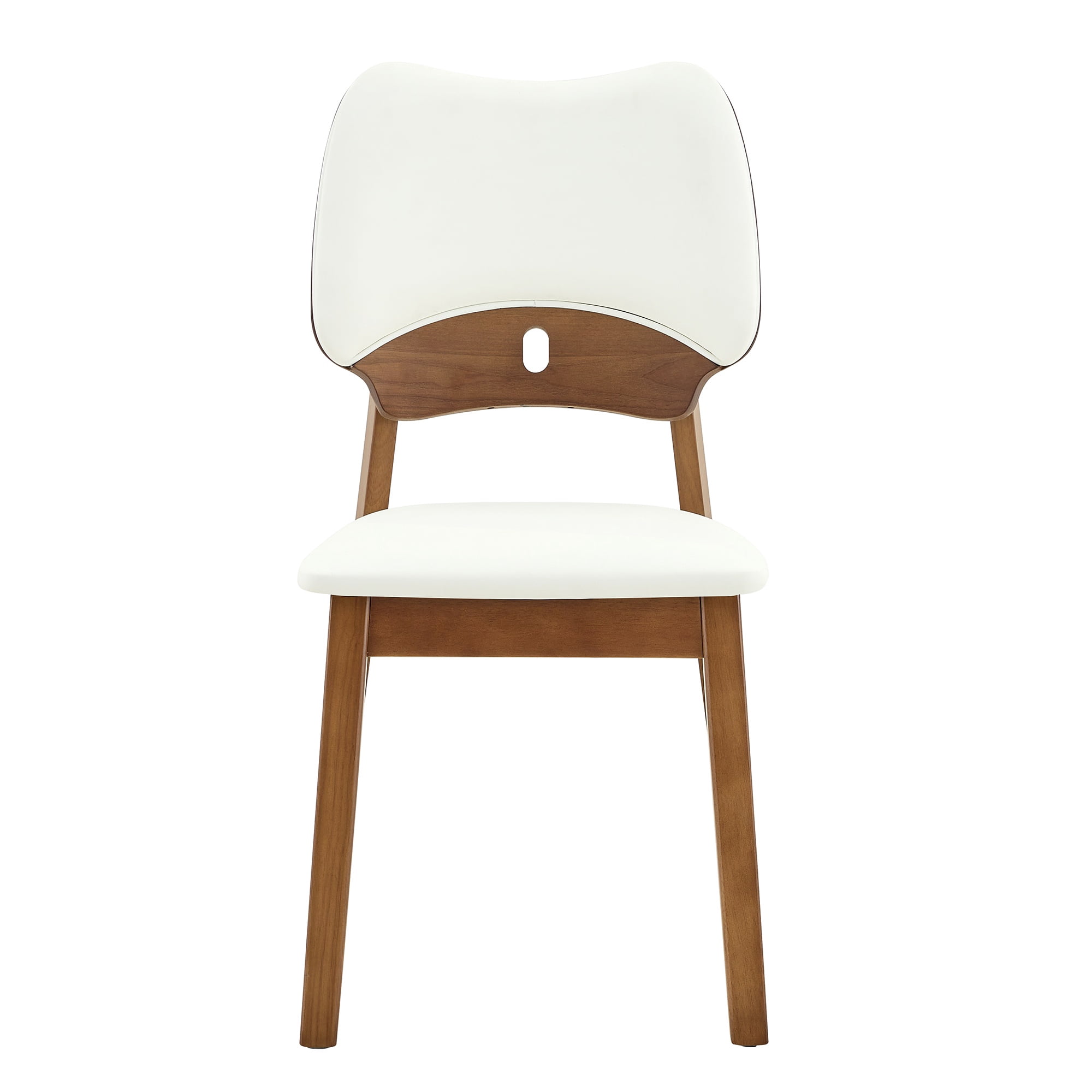 Aukfa Mid-Century Modern Dining Chairs Set of 2, Upholstered Accent Chairs with Solid Wood Legs & Curved Backrest, Walnut/Gray