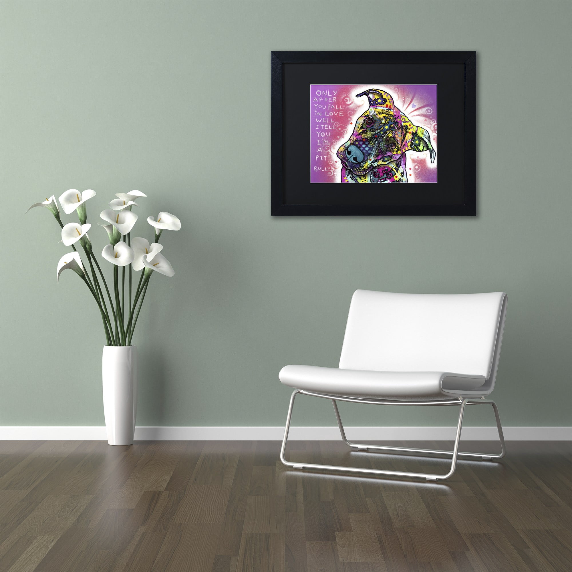 Trademark Fine Art "I'm a Pit Bull" Canvas Art by Dean Russo, Black Matte, Black Frame