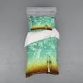 thumbnail image 2 of Music Duvet Cover Set, Old Aged Worn Single Trumpet Stands Alone Against a Faded Wall Jazz Theme Photo, Bedding Set with Shams and Fitted Sheet, 3 Sizes, by Ambesonne, 2 of 3