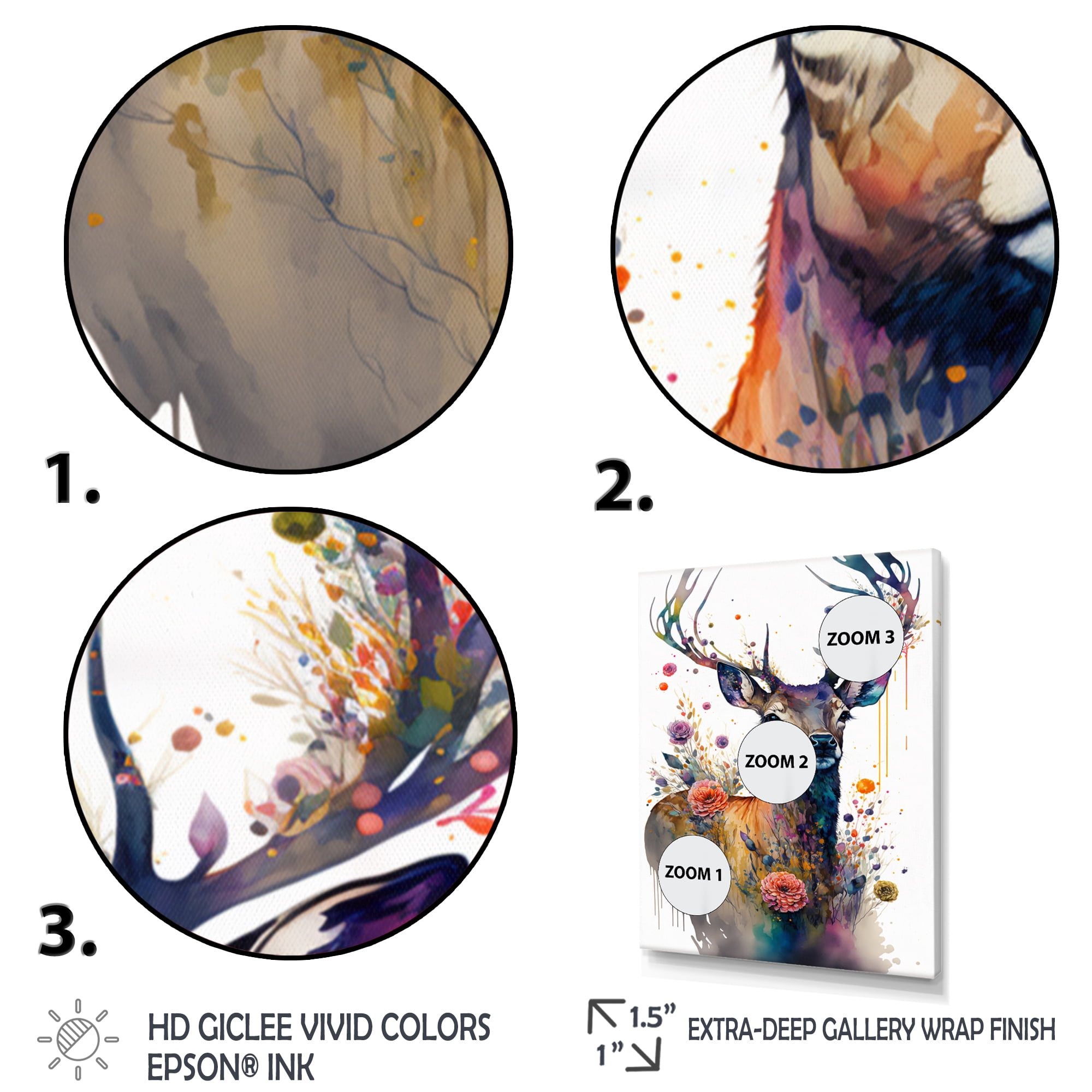 Designart Cute Deer Floral Art I Canvas Wall Art