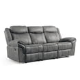 thumbnail image 2 of Furniture of America Gordon Modern Faux Leather Manual Reclining Sofa with Cup Holders, Dark Gray, 2 of 5