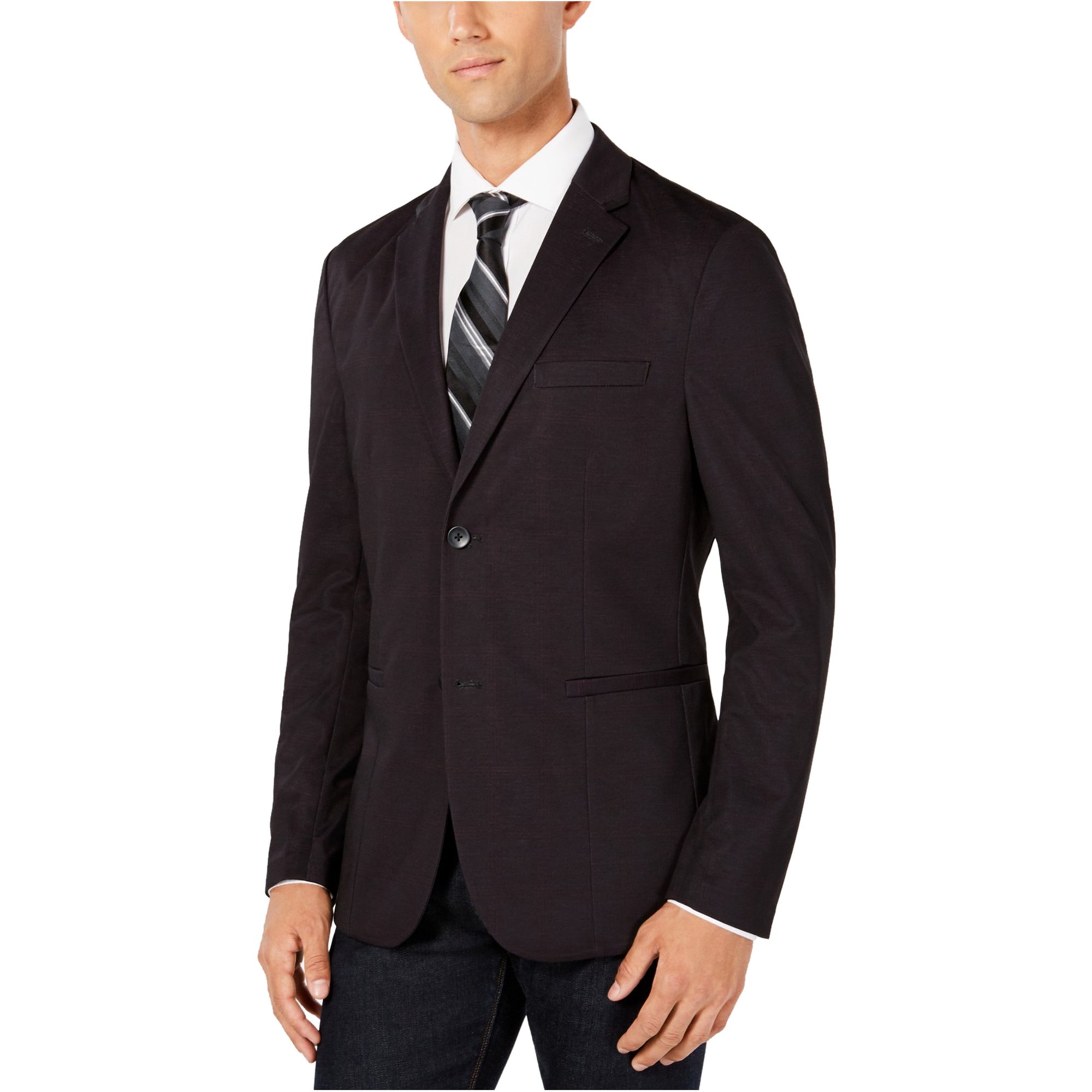 Ryan Seacrest Mens Plaid Performance Sport Coat, Black, XX-Large