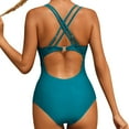 thumbnail image 5 of GYUJNB Womens One Piece Swimsuits Ruched Bathing Suits Strappy V Neck Monokini,XXL, 5 of 7