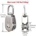thumbnail image 4 of 2 uds 304 Acero inoxidable M25 bloque de polea simple cuerda de alambre colgante rueda de remolque con 2 uds gancho de resorte, 4 of 5