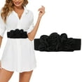 thumbnail image 2 of Miyuadkai Belt Women's Chiffon Flower Decorative Belt Elastic Wild Belt Buckle Belt Accessory Black, 2 of 7