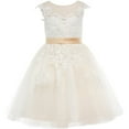 thumbnail image 1 of B91xZ Robe Fleurie pour Filles Sans Manches Robe Habillée de Vacances, Beige 10, 1 of 4