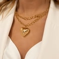 thumbnail image 2 of Collar FAUTHENTICUTE en forma de corazón dorado de 36 pulgadas para mujer, 2 of 7