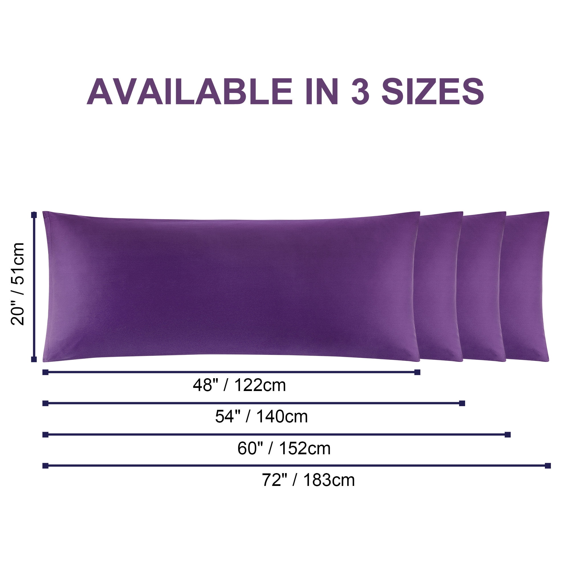 Unique Bargains Cotton Zipper Closure Breathable Body Pillowcase Grape 20"x54"