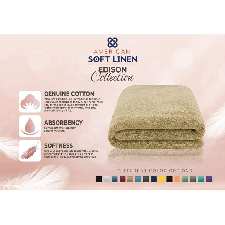 American Soft Linen Bath Sheet 40x80 Inch 100% Cotton Extra Large Oversized Bath  Towel Sheet - Taupe 