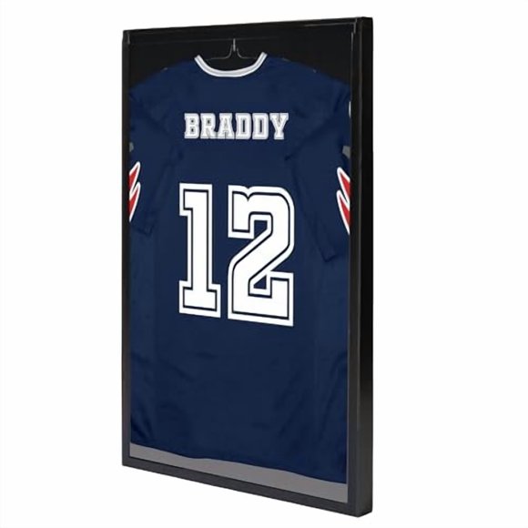 PENNZONI Jersey Frame Display Case - Crystal Clear Acrylic Jersey Frame for Baseball, Football, Hockey, Soccer & Basketball, Jersey Shadow Box - Black