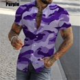 thumbnail image 3 of Camisa de camuflaje ajustada para hombre, camisas casuales con botones y manga corta con estampado 3D para hombre, camisas y blusas de talla grande, tops, ropa de hombre, 3 of 5