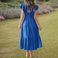 thumbnail image 5 of LYHaoo Girls Dresses Casual Party Summer Dress For Kids Age 6 13 Comfortable Flowy Everyday Wear With Sneakers Machine Washable Lightweight，Toddler Dresses Sizes 10-11 Years Blue, 5 of 7