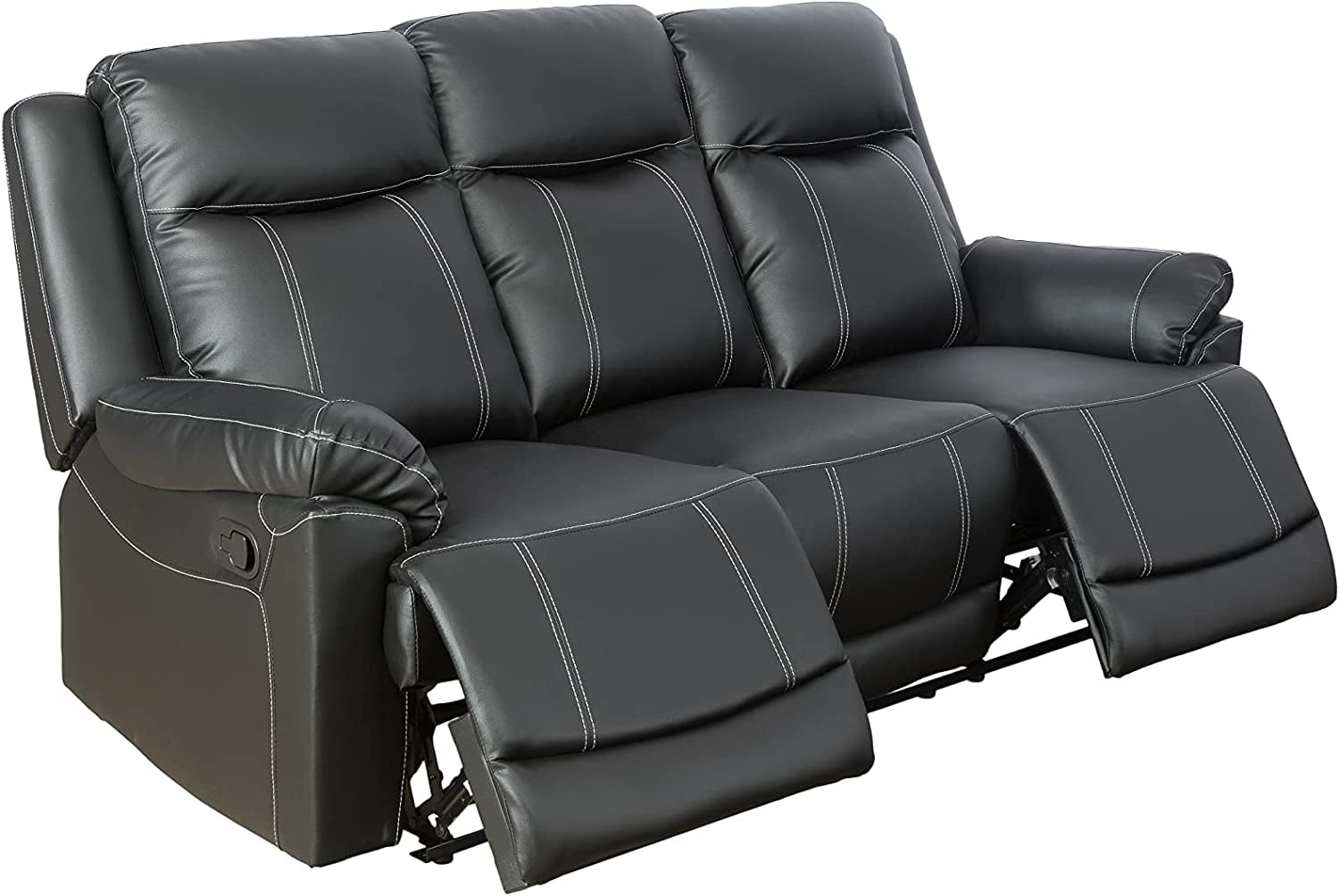 Manual Black recliner Sofa 3 Seats