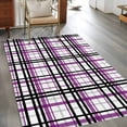 thumbnail image 4 of 3x5 Washable Area Rug, Abstract Stripes Non-Slip Rectangle Rug for Living Room Bedroom, Purple Black Grey Plaid Indoor Low Pile Floor Mat for Home Decor, 4 of 9