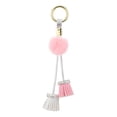 thumbnail image 1 of sweethay Arcilla Diamantes Llavero Borla Colgantes Pelota de piel de visón Colgante Pequeño regalo Presente Moda Exquisita Quitar accesorio Ropa, zapatos y accesorios Miscelánea Rosa y blanco 19CM sweethay AP014291-03, 1 of 6