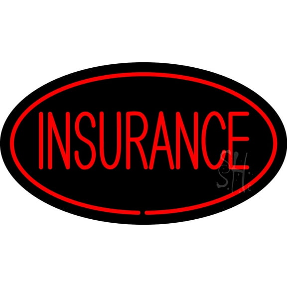 Insurance Oval Red LED Neon Sign 20 x 37 - inches, Black Square Cut Acrylic Backing, with Dimmer - Bright and Premium built indoor LED Neon Sign for Defence Force.