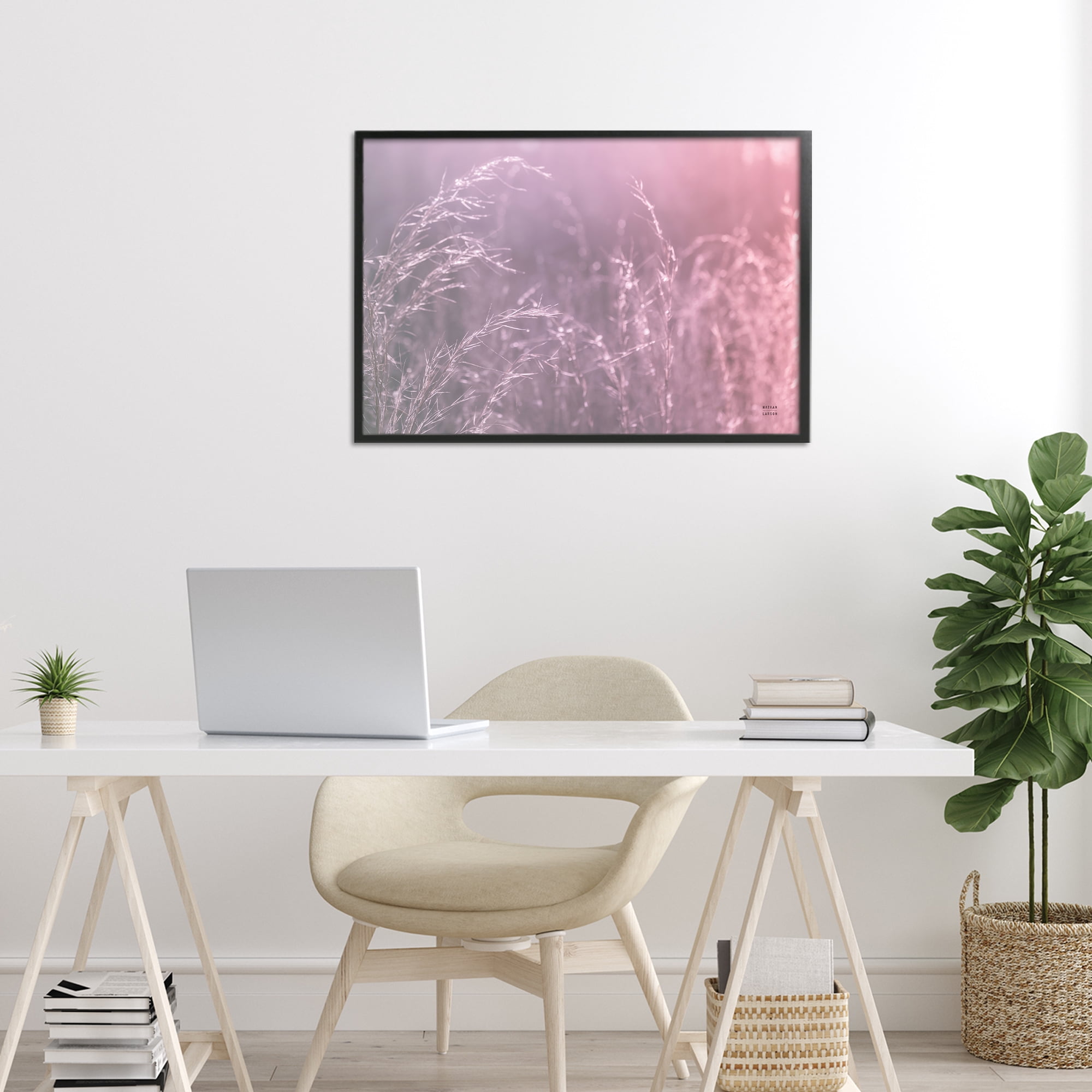 Stupell Industries Pink Meadow at Dawn Black Framed Giclee Art, design by Nathan Larson