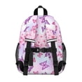 thumbnail image 3 of Butterfly and Cherry Blossom Pink Backpack for School, Cute School Bag with Adjustable Shoulder Straps and Padded Back, 15"x11.42"x5.5", 3 of 5