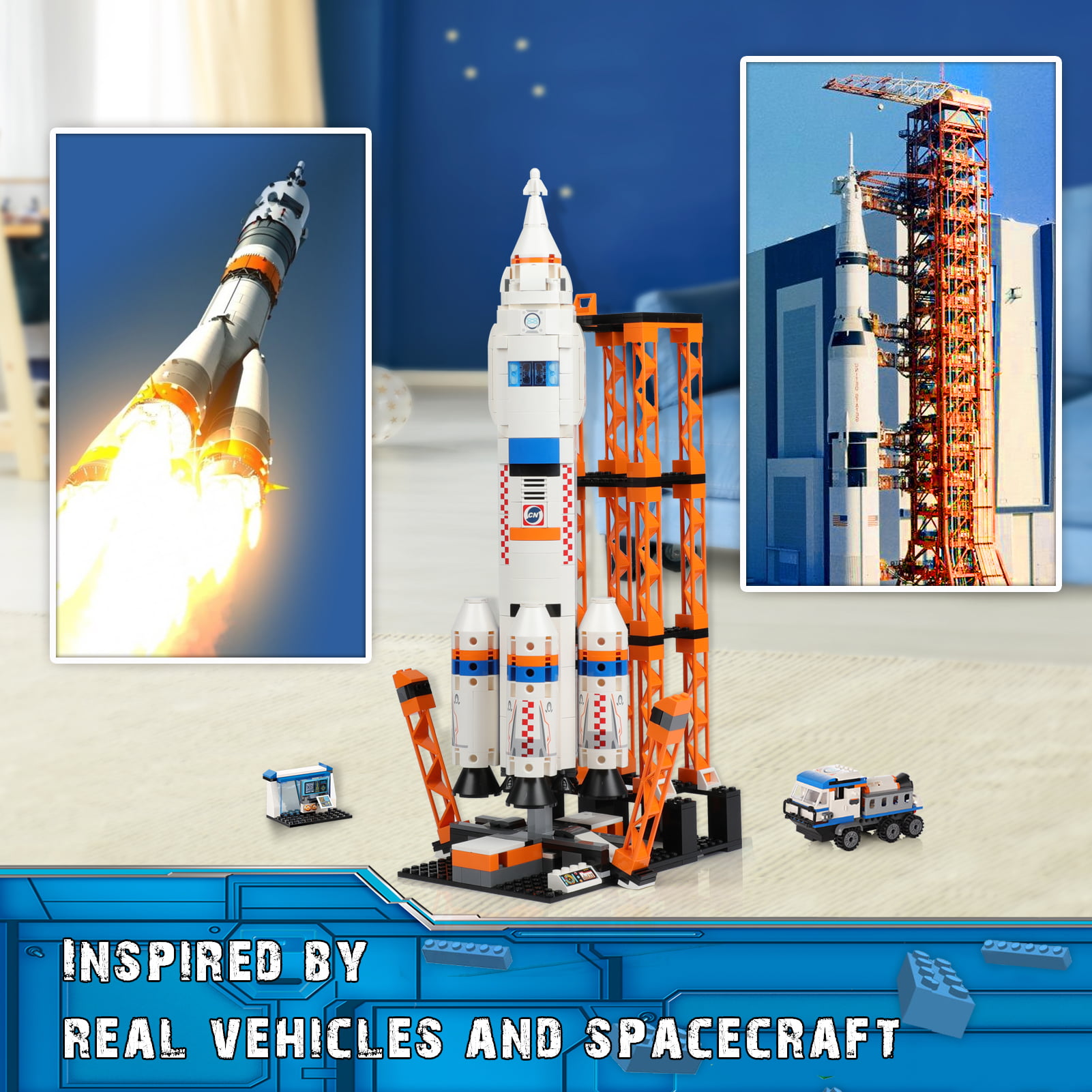 Building Blocks Space Center Rocket Shuttle Airplane Toys Kit Set Gifts 679PCS 