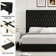 thumbnail image 6 of Homfa 54.7" Tall Headboard Bed Frame, Queen Size Storage Bed with Tall Headboard, Tall Upholstered Bed with Footboard and Drawers, Black, 6 of 7