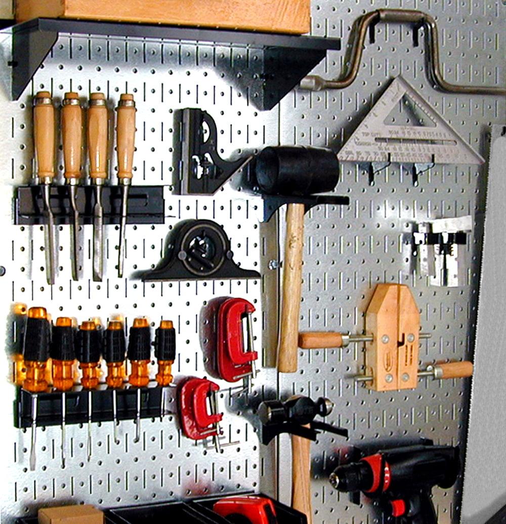2 Pack Metal Wall Pegboard Peg Board Panel Organizer Shelf Display Tools Garage