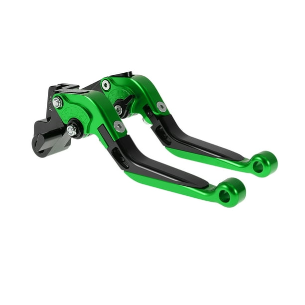 Palanca de freno y embrague corta larga para Kawasaki ER-5 2004-2005, palanca de manillar de motocicleta ajustable, aleación de aluminio, cabeza verde, mango negro