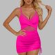 thumbnail image 5 of Conjunto de Bikini de Cintura Alta para Mujeres Traje de Baño de Color Sólido de Malla de Correa sin Espalda de Corte Alto Dos Piezas, 5 of 8
