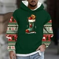 thumbnail image 2 of RYDCOT Mens Ugly Christmas Sweatshirt Fuzzy Sherpa Long Sleeve Hoodie Christmas Tree Bear Christmas Shoes Printed Soft Pullover Tops Green, 2 of 5