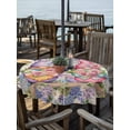 thumbnail image 2 of Outdoor Tablecloths with Umbrella Hole & Zipper, Blue Purple Gnomes Round Tablecloths 60 Inch, Spring Vintage Hydrangea Flower Leaf Waterproof Table Cloth, Patio/Pool/Picnic Table Covers, 2 of 8