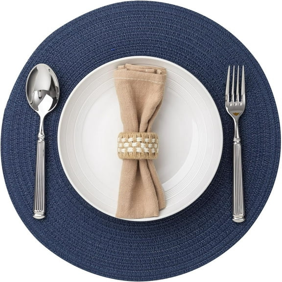 Xukmct 3 Pcs 15 Inch Round Braided Placemat Small Circle Place Mat Washable Heat Resistant Table Mat for Dining Table