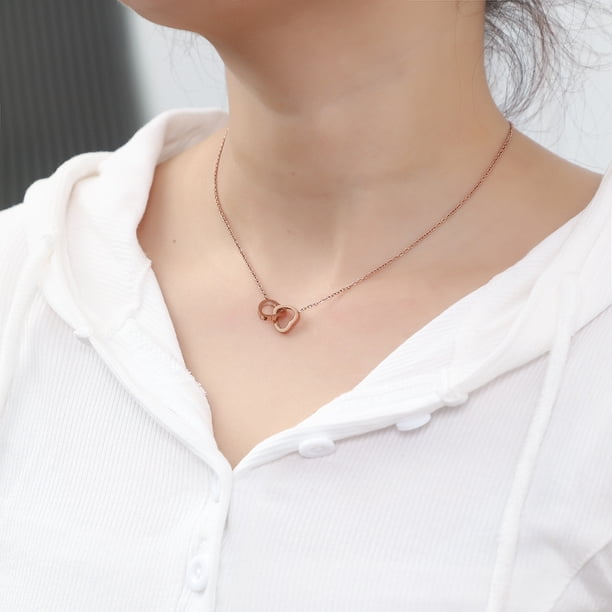 Collar con letras de amor en forma de O de oro rosa chapado al vacío de acero inoxidable europeo y americano de 18 quilates, regalo para novias