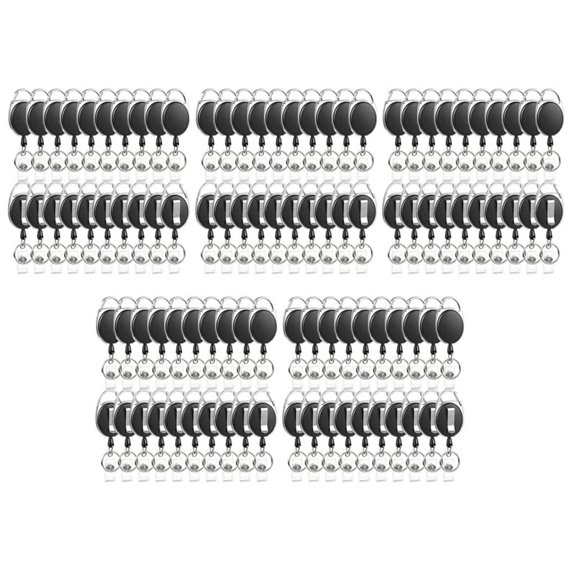 100 Pack Badge Reels Retractable ID Badge Holder with Carabiner Heavy Duty Badge Reel Clip and Key Chain for Work Office