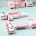 thumbnail image 5 of 11pcs Mini Pink Furniture, Dollhouse Decoration Accessories, Miniature Living Room Decor Items, 5 of 9