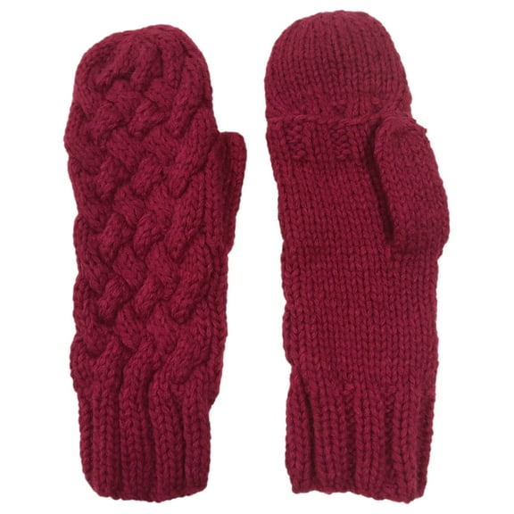 Womens Fuchsia Pink Knit Convertible Mittens