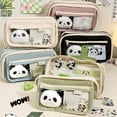 thumbnail image 4 of 10Pcs Cute Panda Case Large Capacity for Adults Aesthetic Case Pouch Cute With Zipper Preppy Pen Bag With Gel Ink Pens, Clips, Stickers, Pin (Green), 4 of 8