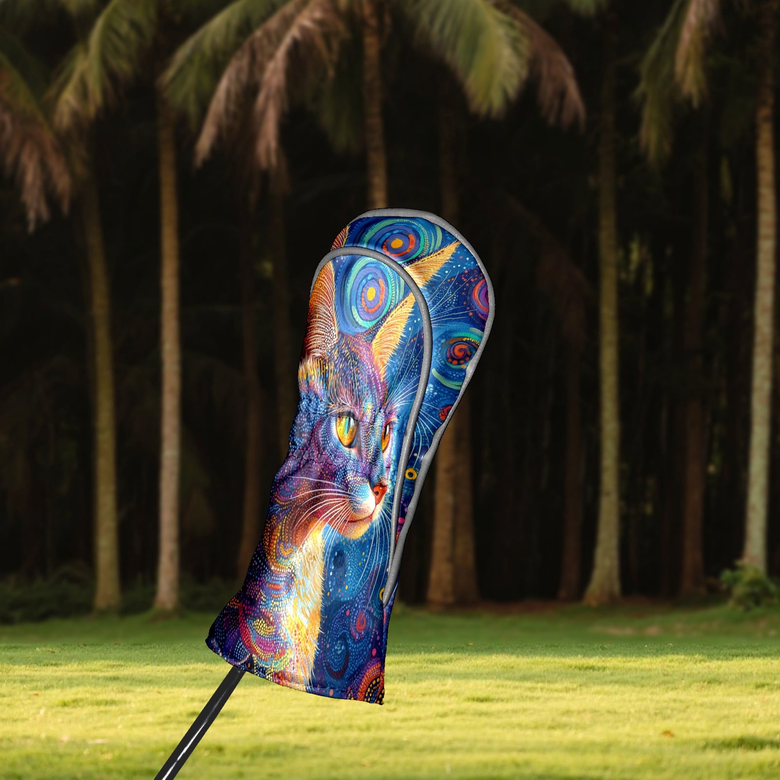 Golf Club Covers PU Leather Waterproof Head Covers for Fairway Woods Hybrids Sequin Cat Unisex Fits Most Brands