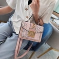 thumbnail image 2 of Bolso de hombro tipo serpentina de moda para mujer, bandolera de piel sintética, con cadenas de lujo, cuadrado, 1 unidad, rosa, 2 of 5