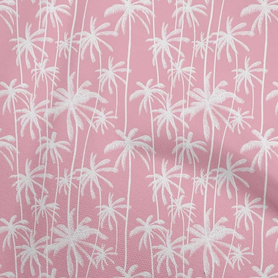 oneOone Cotton Silk Light Pink Fabric Tropical Tree Craft Projects Decor Fabric Printed By The Yard 42 Inch Wide