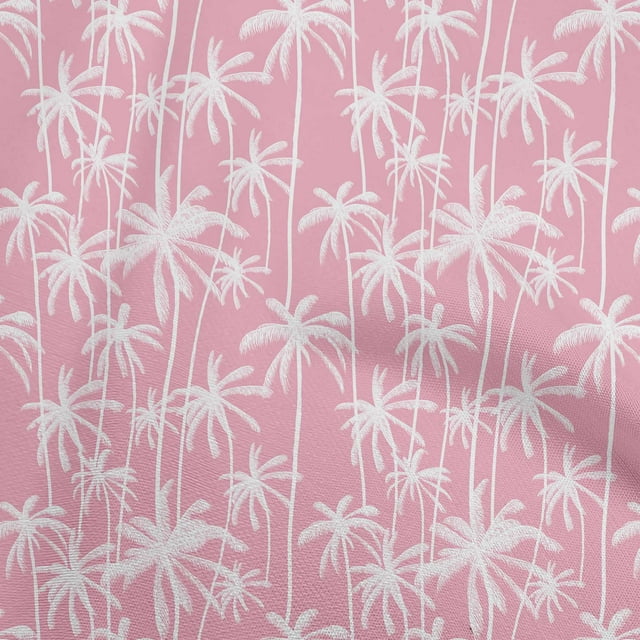 oneOone Polyester Spandex Light Pink Fabric Tropical Tree Dress Material Fabric Print Fabric By The Yard 56 Inch Wide