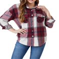 thumbnail image 2 of Family Matching Women Girls Flannel Plaid Jacket Shacket Long Button Down Shirt Coat, 2 of 6