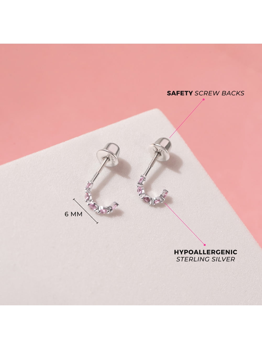 Tiny CZ Hugger Baby / Toddler / Kids Earrings Screw Back - Sterling Silver
